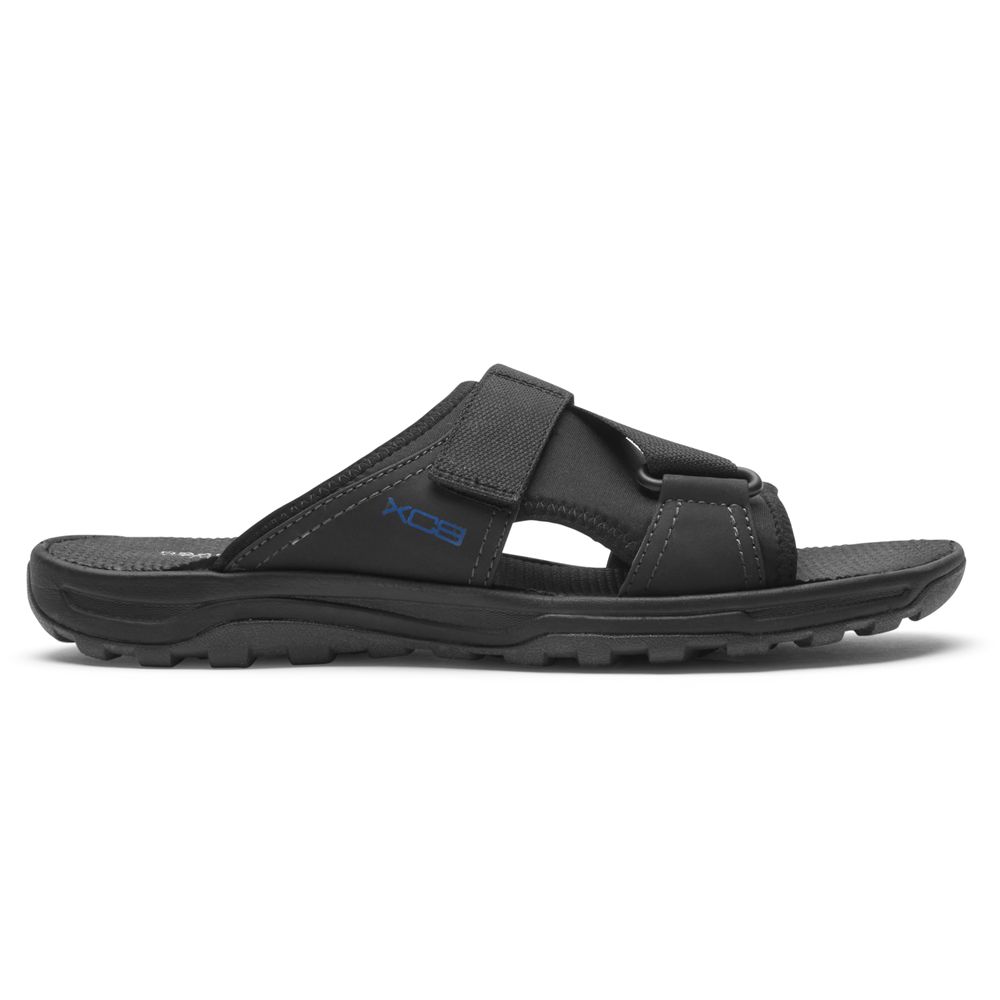 Rockport Canada Xcs Trail Technique Velcro - Mens Slides Black (QNG129634)